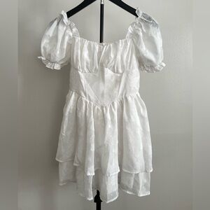 White Puff Sleeve Dress Girls size 10/11